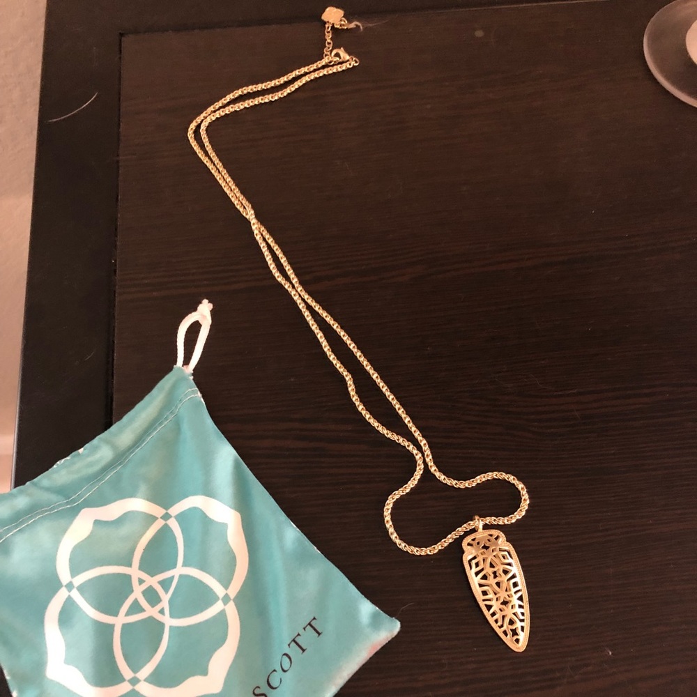 Long gold Kendra Scott necklace